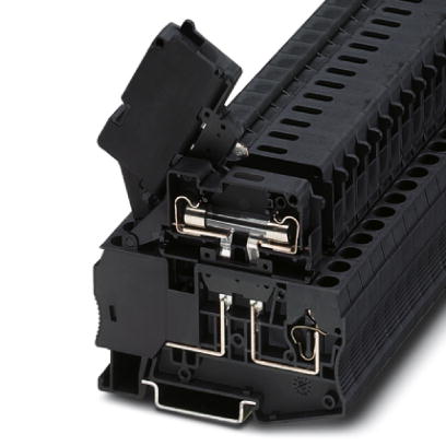 Phoenix Contact Fuse Terminal Block; ST 4-HESI (6;3X32); 15A; 300V; #28 - #10; Glass; Black